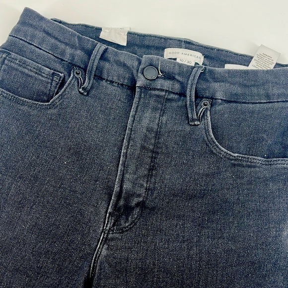 NEW GOOD AMERICAN Good Legs Straight Jeans Black184 Style GS419TFT 10/30 - Picture 7 of 14